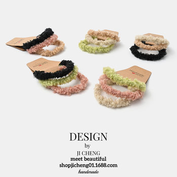Korean Style New Autumn and Winter Morandi Wool Hair Band for Girls to Tie Balls and Scalp Bands That Do Not Hurt Hair, Colorfulful Hair Ropes