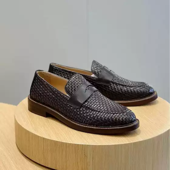 Cross-Border New Men's Genuine Leather Slip-Ons, Lightweight, Comfortable and Breathable Men's Casual Leather Shoes, New Simple Style