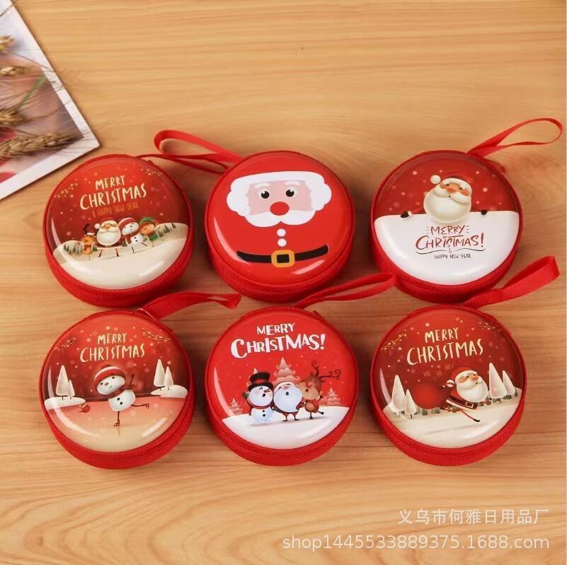 Manufacturer Wholesale Christmas Coin Purse Tinplate Gift Packaging Student Coin Earphone Data Cable Organizer Box