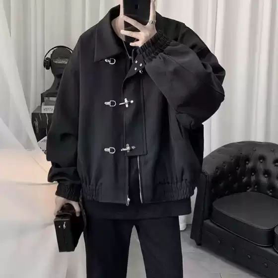 2025 Barber Style Men's Short Jacket for Spring/Autumn - High-End Cool American Padded Shoulder Workwear Jacket Wholesale