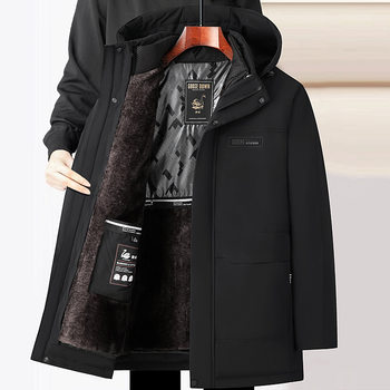 High-end Live Noodle Down Jacket for Middle-aged and Elderly Men's Dad Winter Clothes fleece-lined Detachable White Goose Down Jacket with Liner