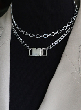 国潮重磅钛钢机能扣项链女款