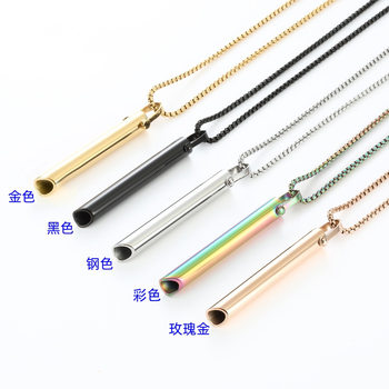 Amazon Meditation Mindfulness Necklace Adjustable Breathing Stress Relief Jewelry Stainless Steel Necklace Ring Whistle Pendant