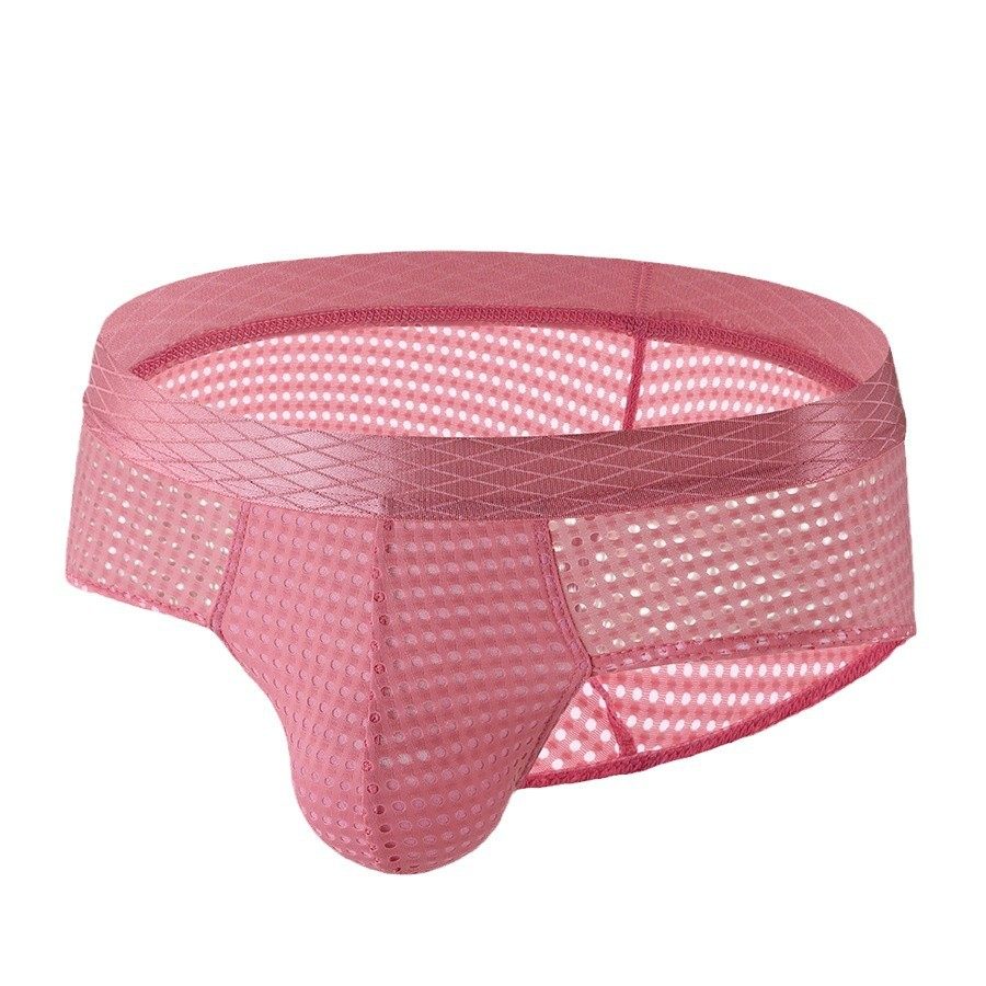 Japanese, Korean, Korean, European and American Breathable Men's Large Mesh Mesh Sexy Gay Low-Waist Wide Belt Briefs E-109
