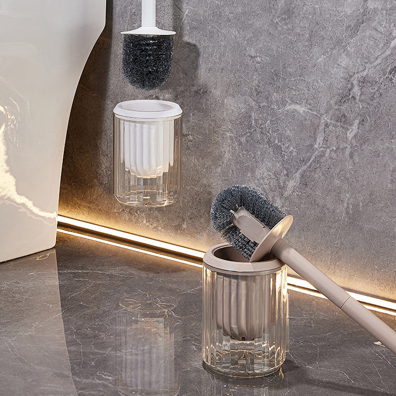 Toilet Brush Long Handle Soft Bristle Toilet Cleaning Brush Set Wall Hanging Toilet Brush with Base Bathroom Long Handle Set Brush