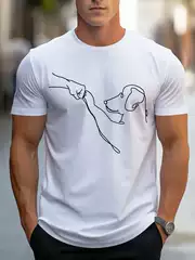 Men's Casual Loose Funny Dog Print Crewneck Short Sleeve T-Shirt Top