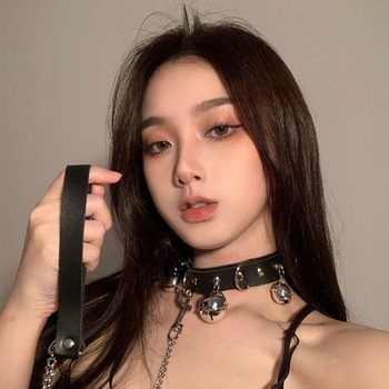 Bell Collar Leash Female Neck Strap Sexy Collar Clavicle Chain Neck Necklace Collar Choker Dog Leash m Female