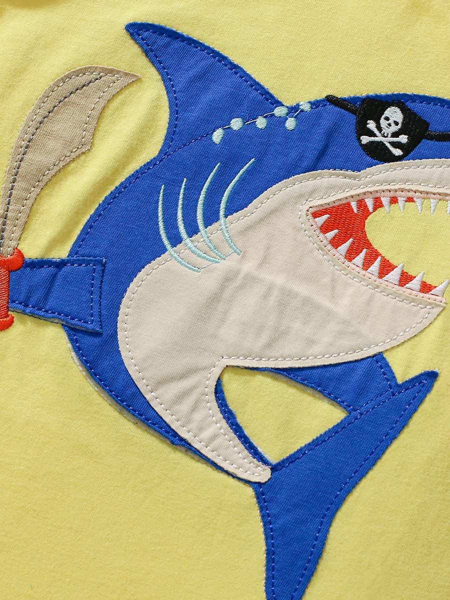 Boys' Summer Cotton T-Shirt, Cartoon Applique Kids' Top