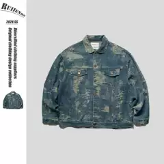RUIIENRS x NEVIRALER 2024 spring new heavy industry distressed jacquard Denim jacket NRA27