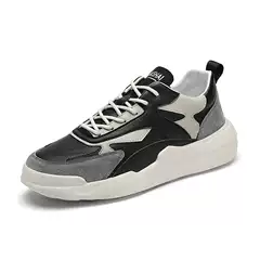Autumn Men's Fashionable Casual Thick-Soled Shoes for Students, Color-Blocked Low-Cut Lace-Up Sports Shoes, Outdoor Trendy Running Shoes