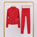 Limited red polka dot gold zipper stamped jacket nine-point pants suit