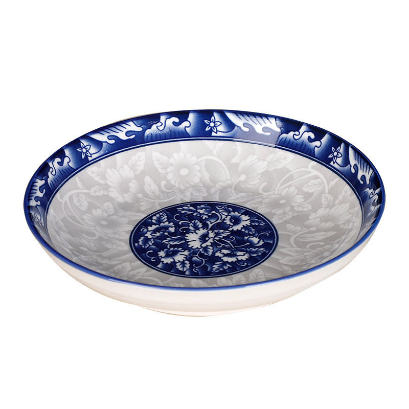 Green Print Ceramic Dishes and Plates Set Daily Necessities Blue and White Porcelain Tableware Home or Hotel Tableware Ceramic