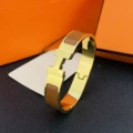 Size 17 wide version 12mm gold + brown bracelet with logo h