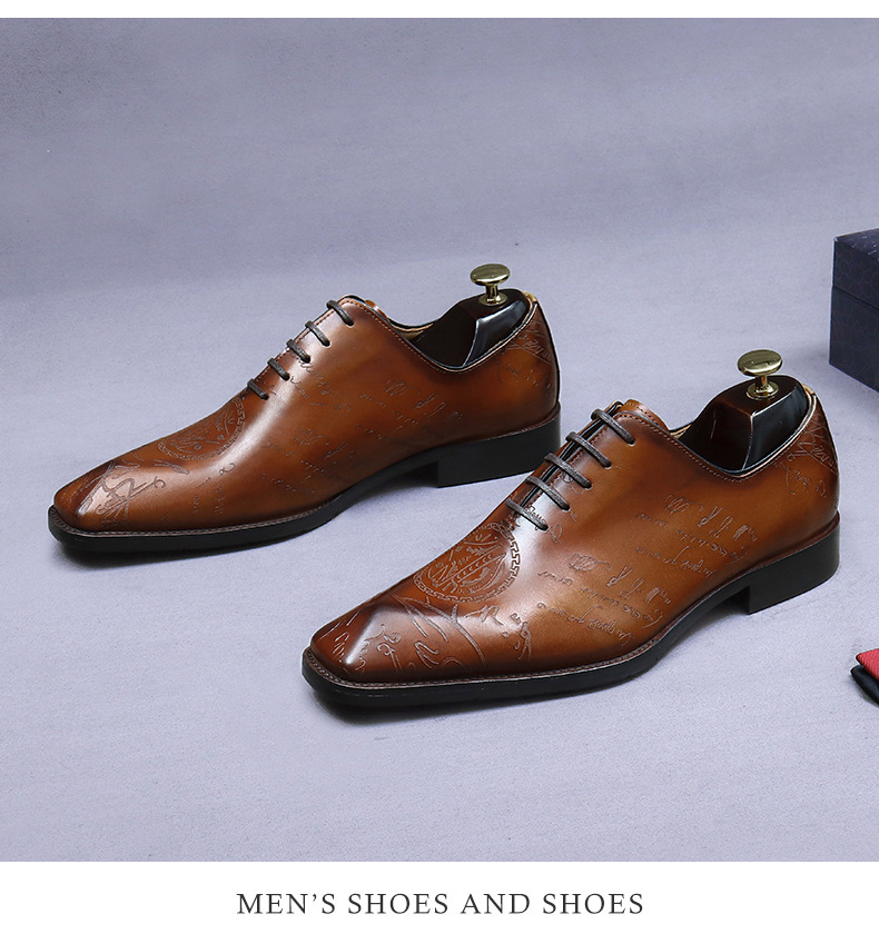 Giày Oxford nam da bò nguyên tấm mũi khoan buộc dây — Màu nâu vàng, Màu xám