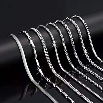 Titanium steel necklace does not fade snake bone chain men's necklace hip hop Cuban chain stainless steel sweater chain clavicle chain wholesale