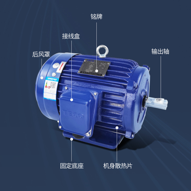 TECO台湾东元电机0.75 1.5 2.2 3.7 5.5 7.5 11 15KW刹车制动马达 - 图2