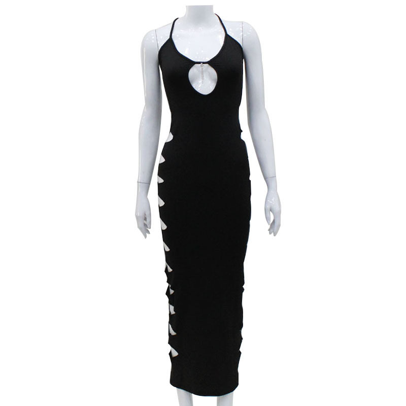 Halter Neck Bodycon Dress Hollow Out Low Cut Slim Fit Elegant Style Perfect for Parties and Night Out Wholesale