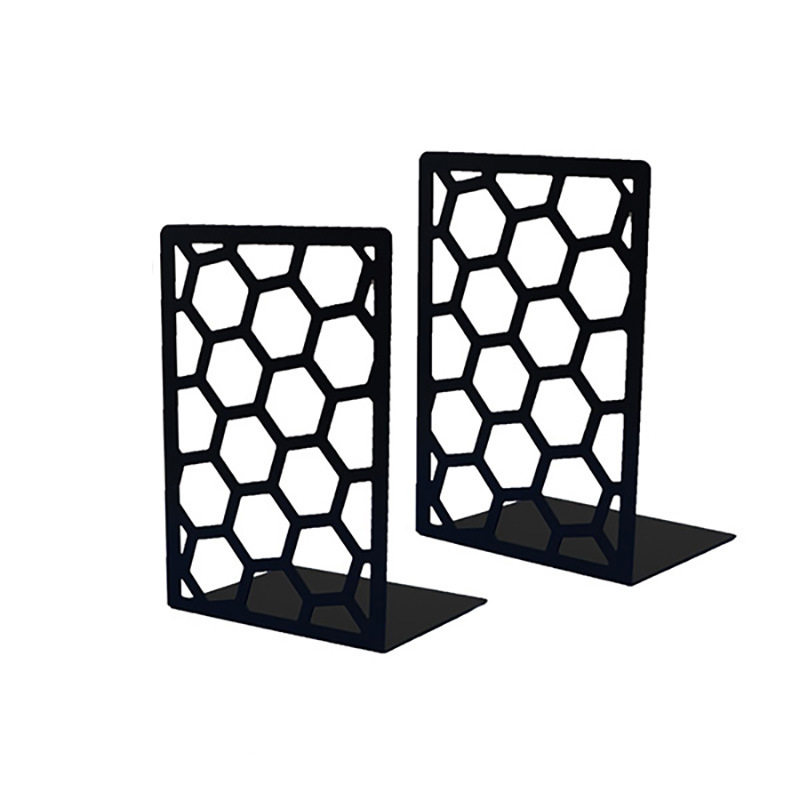 Metal Bookends with Hollow Design, Creative Student Book Storage Rack, Desktop Office Book Support, Bookends Wholesale Customization