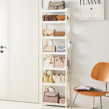 Door Rear Bag Storage Rack Narrow Gap Storage Rack for Small Cart Large Capacity Door Rear Bag Rack Multi-Layer Ultra-Thin Storage Cabinet