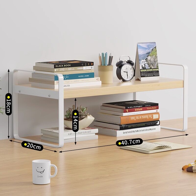 铁艺桌上书架学生宿舍收纳架子办公桌面置物架多层木置物架小书架