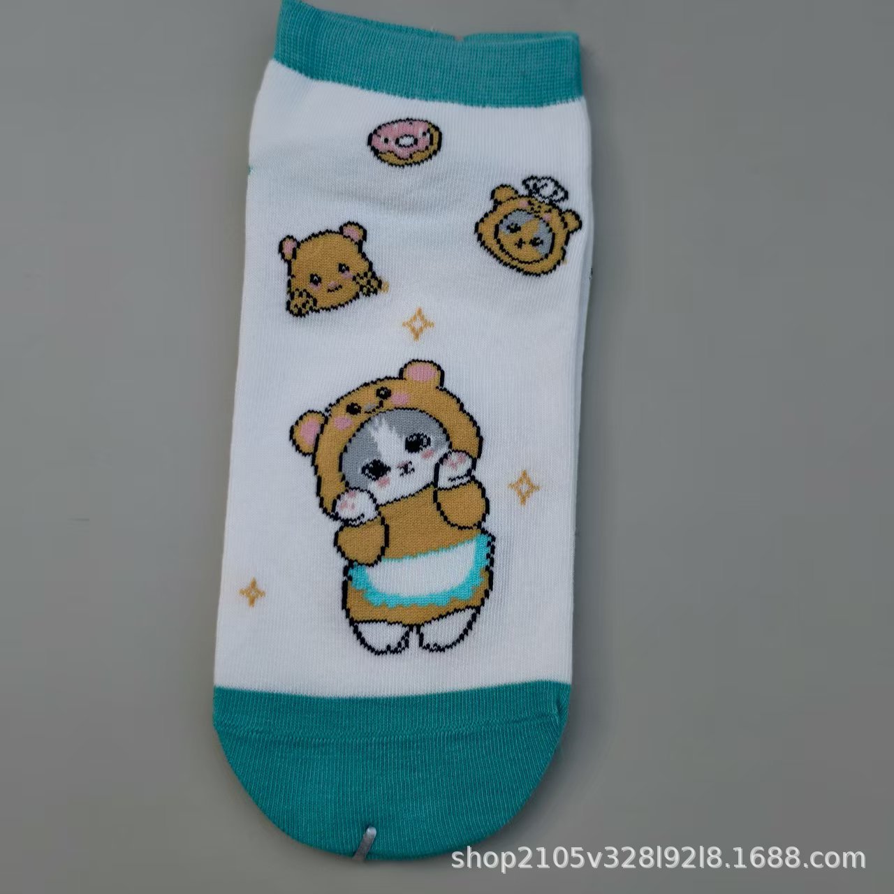 日单mofusand鲨鱼猫库存炸虾猫系列外贸出口女卡通棉袜短袜可爱袜