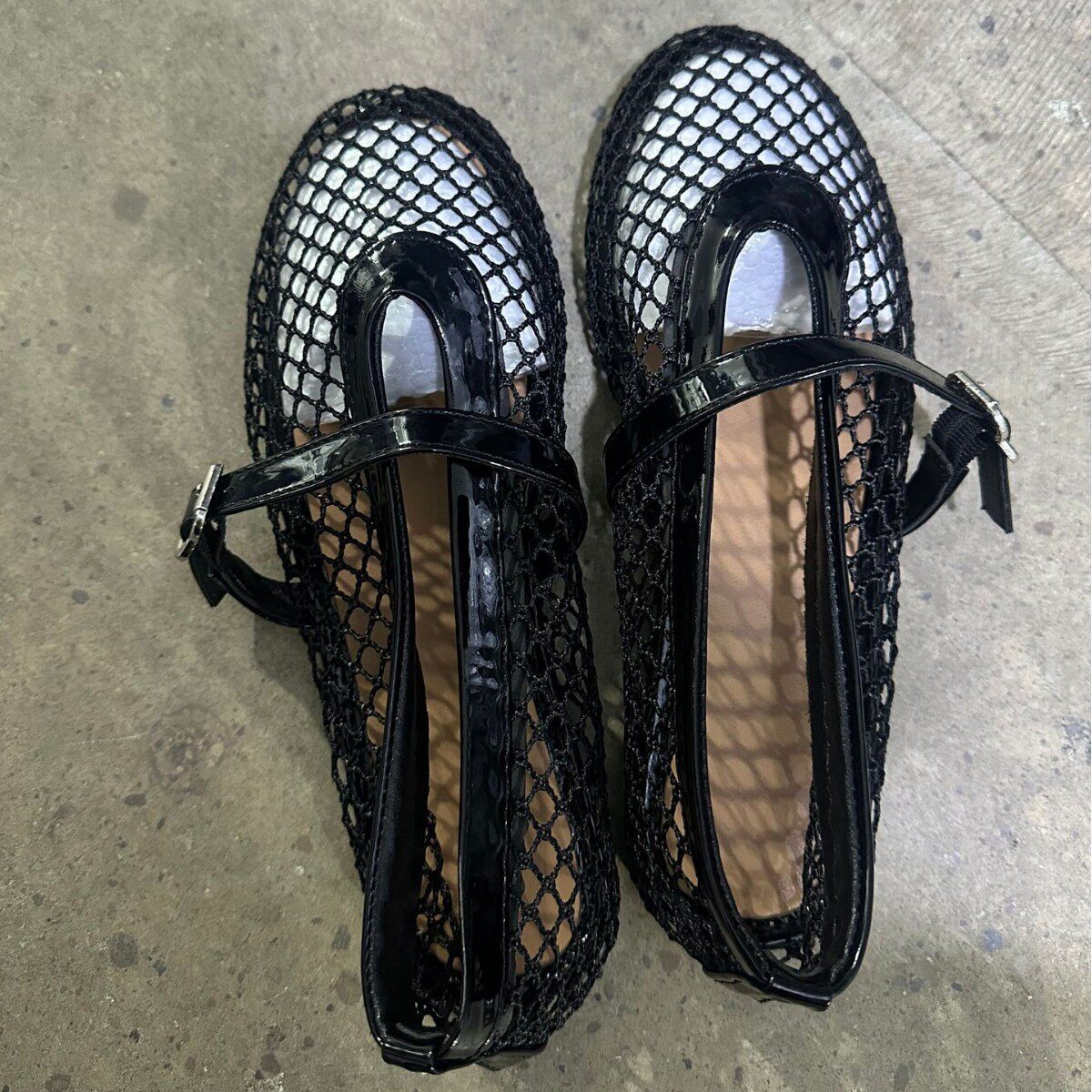 Round-head fish mesh hollow ballet shoes fashionable flat soles