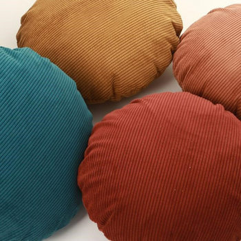 Amazon Ins Pinstripes Corduroy Round Pillow Bedroom Pillow Sofa Cushion Office Back Pillow Case