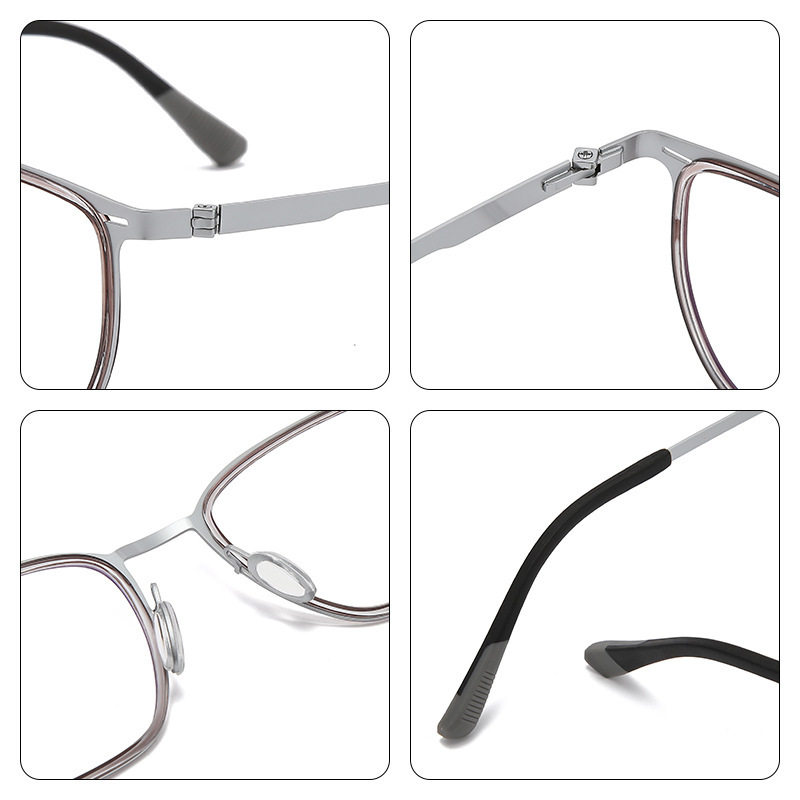 Linde Same Style Men's Lightweight Metal Glasses Frame Myopia Glasses Flat Glasses Eyebrow Frame 2002 Glasses Frame Wholesale