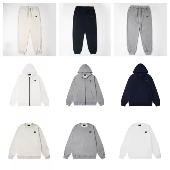 Prad High Version Pujia 25 New Triangle Logo Hooded Zipper Sweatshirt Men and Women Love Style