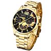 Men's 4-piece Luxury Stainless Steel Quartz Watch with Calendar Gold Cross Necklace Bracelet and Ring