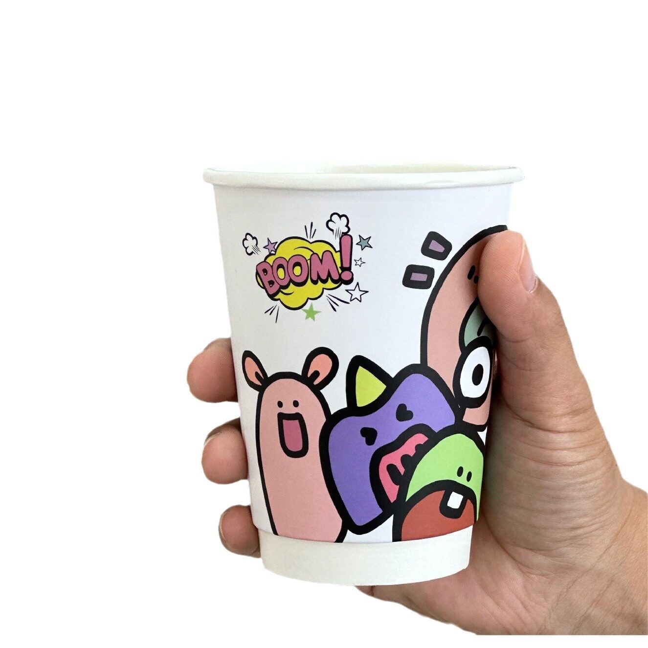 Coffee milk tea paper cup printing logo disposable Internet celebrity packaging Drink soybean milk double-layer paper cup with lid for commercial use