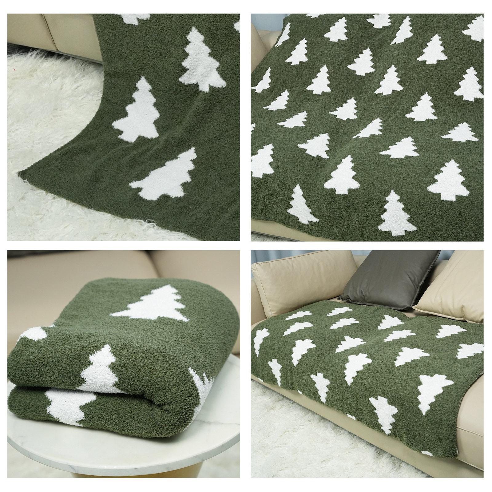 Nordic Wind Pine Jacquard Blanket for Four Seasons Universal Soft Warm Student Dormitory Small Blanket Bedroom Casual Blanket