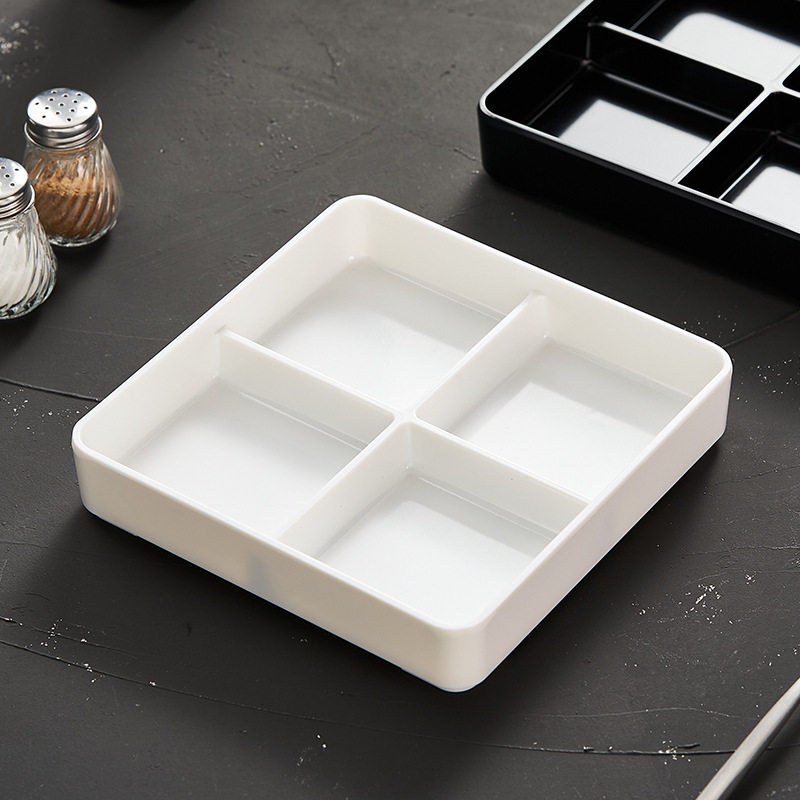 Melamine Hot Pot Four-Compartment Side Dish Plate Snack Platter Plastic Compartment Bar Dried Fruit Plate Ktv Fruit Plate Snack Dish