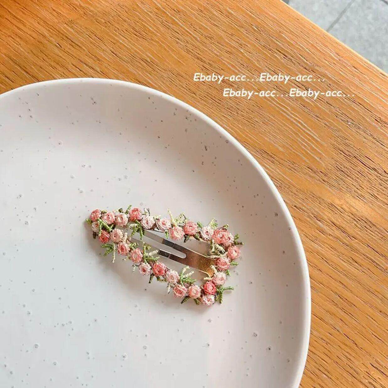 手工花朵发夹发BB夹高颜值儿童爱心五角星侧边碎发夹后脑可爱