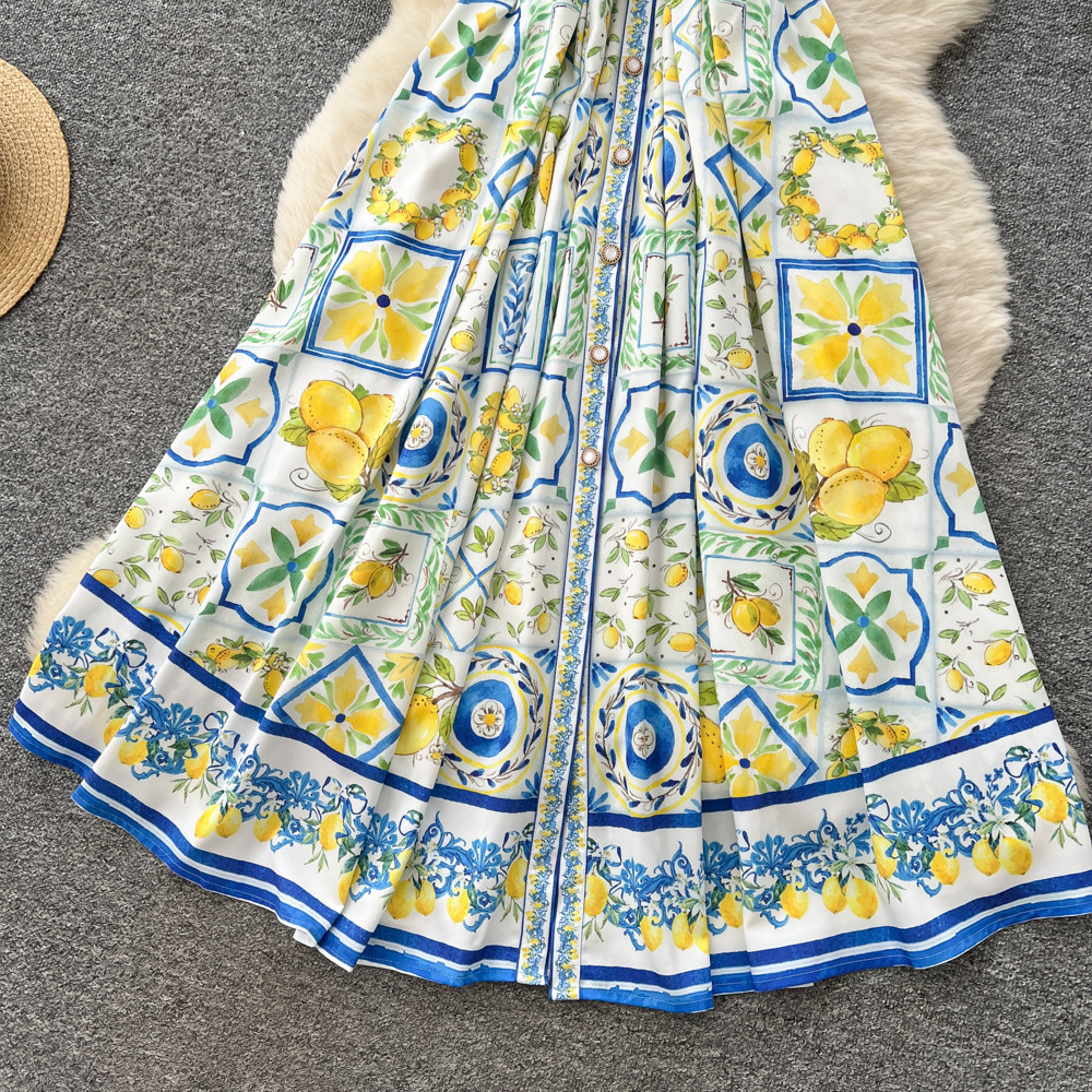 Sleeveless Floral Print Dress Korean Style Tie Waist A Line Silhouette Elegant Summer Vacation Wear Wholesale