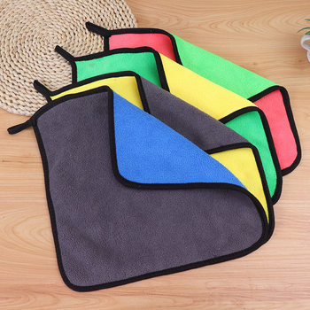 30*30 double-sided velvet thick towel high density coral fleece cleaning absorbent cloth super soft car wash car towel wholesale