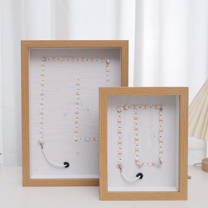 in stock Light Painting Photo Frame with Light Home Gift Valentine's Day Moonlight Painting Night Light Decoration Solid Wood Table Album