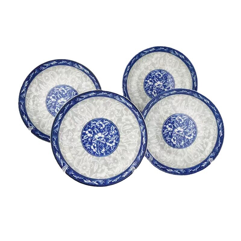 Blue and White Porcelain Plate, Household Ceramic Dish, Large Dish for Vegetables, Soup, or Rice, Universal Tableware, Light Luxury