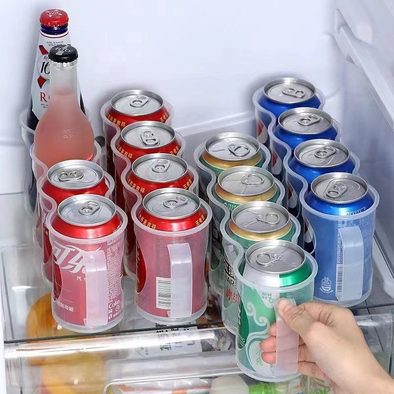 Japanese-style refrigerator beverage storage box four-compartment transparent beer cans storage rack with handle beverage storage and finishing