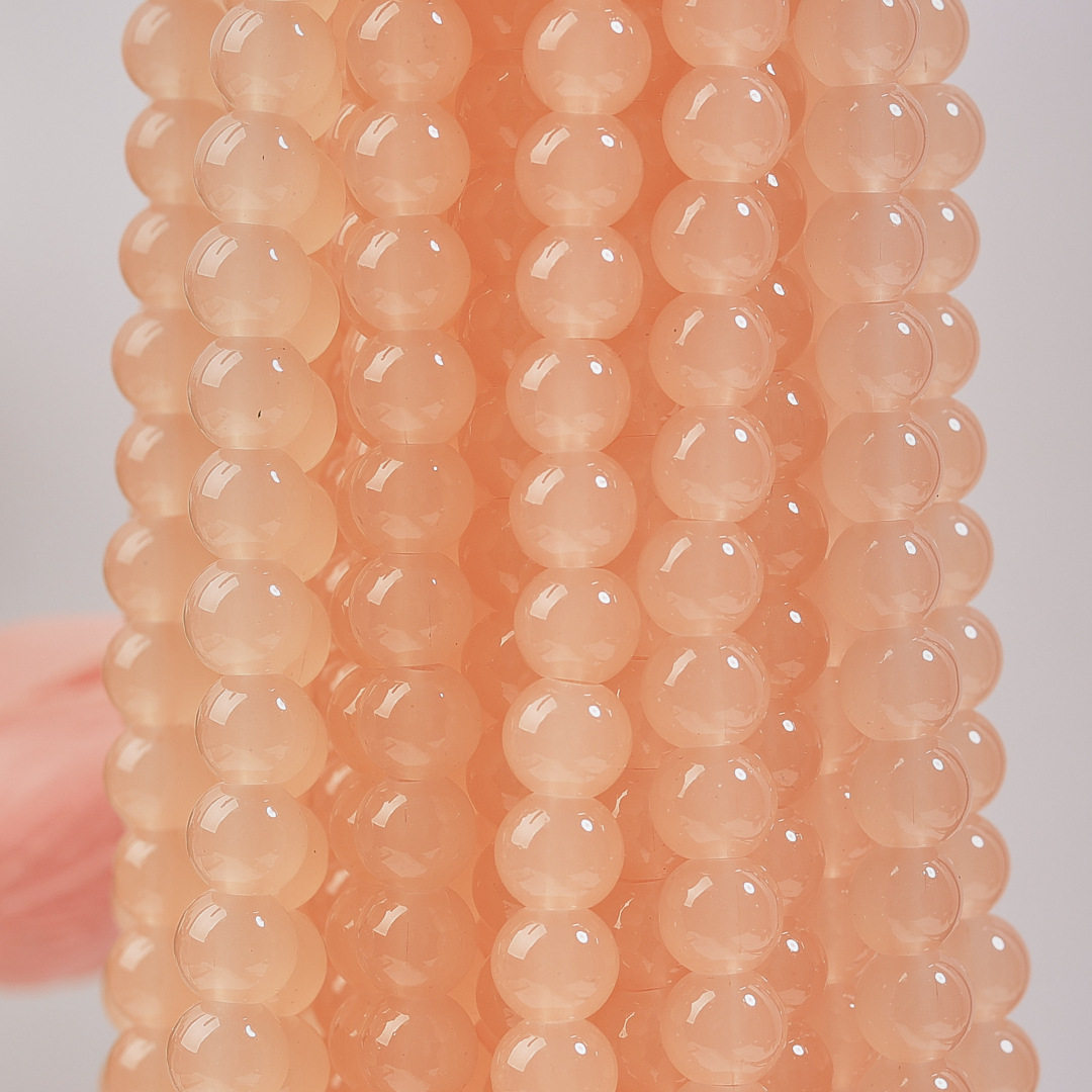 玻璃仿玉圆珠纯色散珠手工diy玉髓手链项链散珠子琉璃珠饰品配件