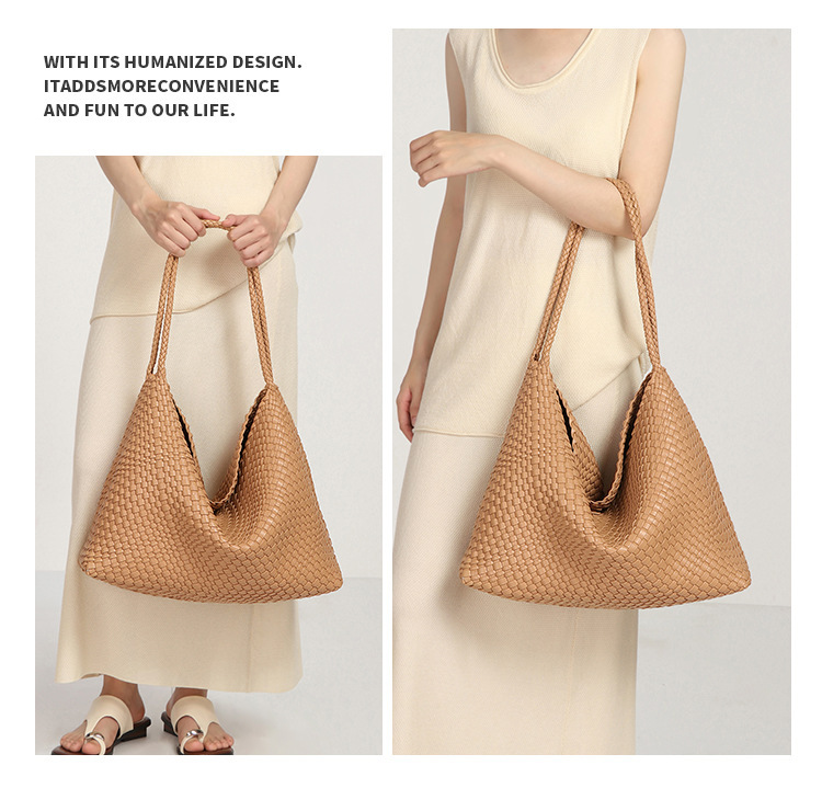 Túi tote nữ cỡ lớn dáng ngang đan phối, đựng nhiều đồ đi làm — B2646 # Màu be, B2646 # màu đen, B2646 # màu nâu, B2646 # Màu trắng ngà