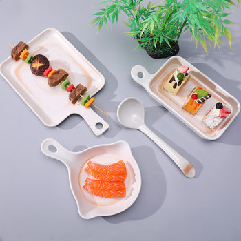 Melamine Snowflake Beef Plate for Hot Pot Restaurant, Rectangular Melamine Boneless Fish Fillet Plate, Side Dish Tableware for Commercial Use