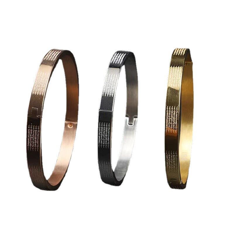 Thailand Akono Five Scripture Titanium Steel Bracelet Bangles Stainless Steel Bracelet Does Not Fade