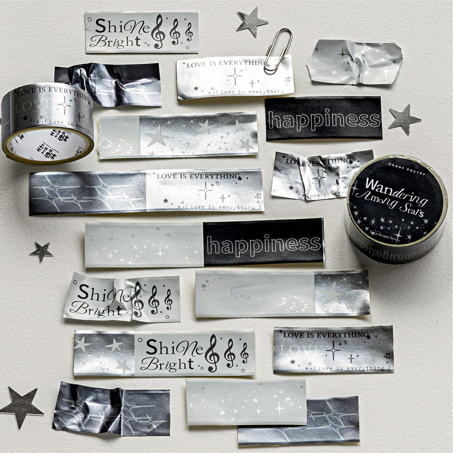Sugar Poetry Frosted Silver Tape Salt Island Series Korean Style Ins Style Versatile Material Children's Journal DIY Collage