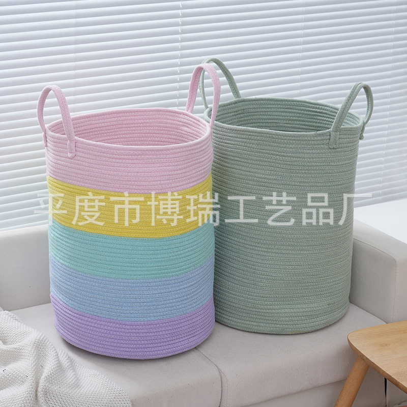 Cross-border Large Cotton Rope Storage Basket Modern Simple Cloakroom Living Room Sundries Storage Basket Children's Toy Storage Basket
