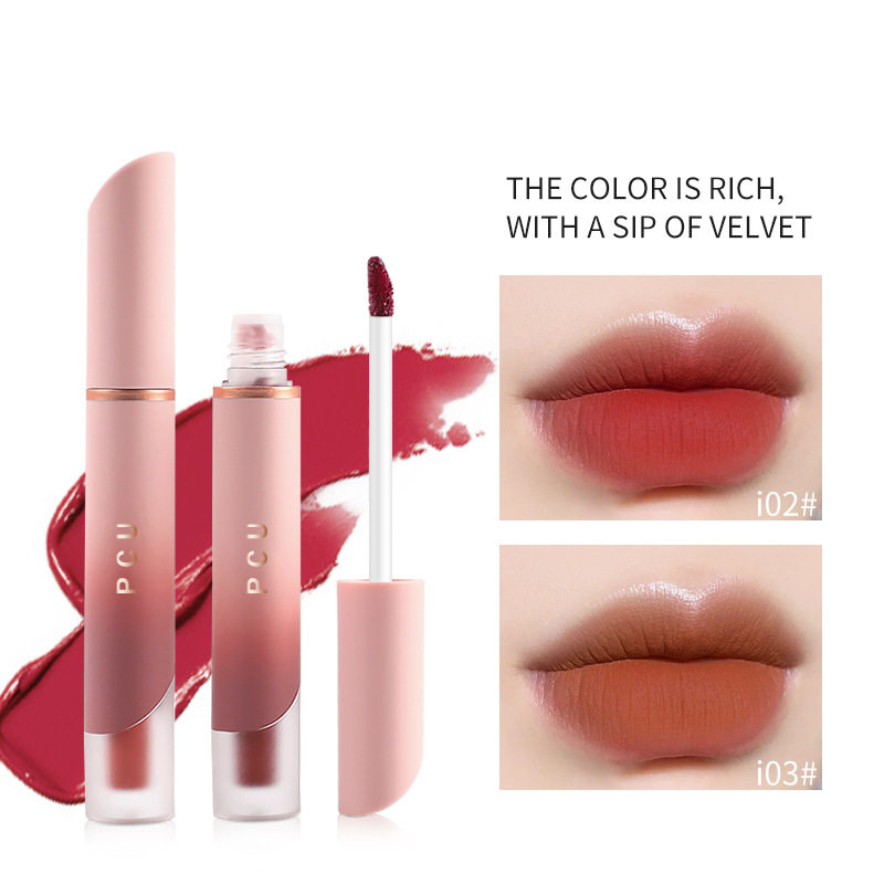 Cross-border explosions PCU powder tube matte matte lip glaze non-stick cup does not fade vintage cream lip mud nude makeup lipstick
