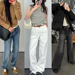 Ce High-Waisted Straight-Leg Jeans for Women, Loose and Versatile Casual Pants, American and European Style, Early Spring 2026 New Model