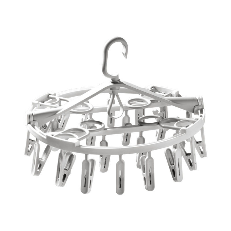 Household Multi-Functional Clip Foldableable Rotating Plastic Clothes Hanger Multi-Layer Storage Drying Clothes Rack