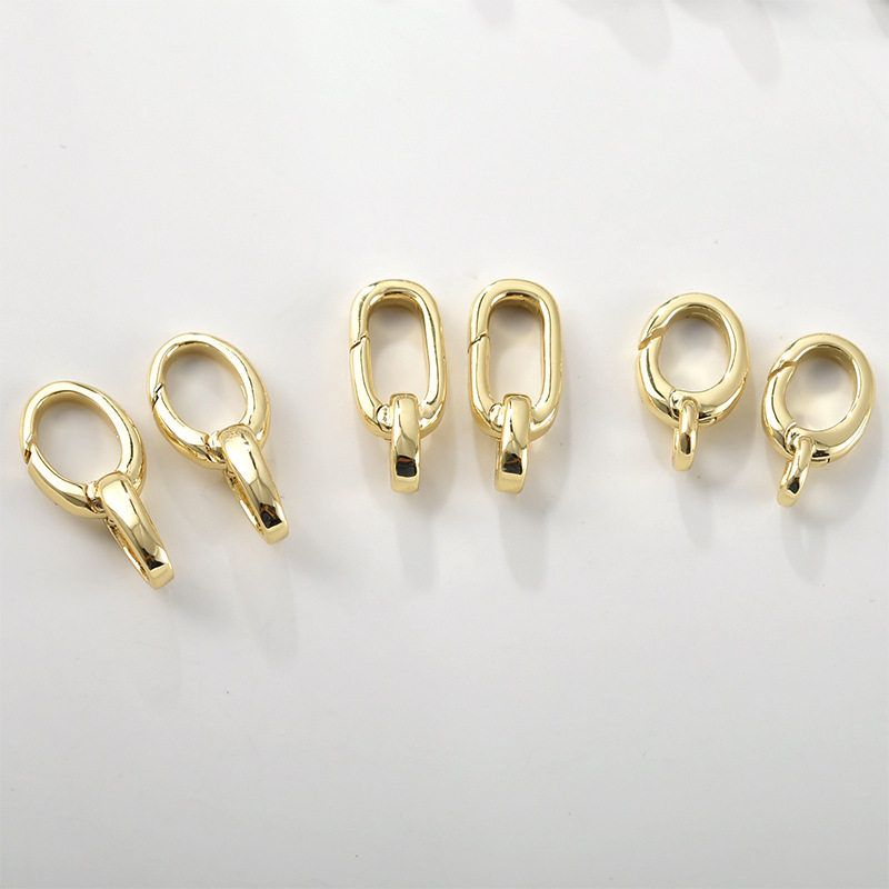 14k Electroplated Real Gold Color-preserving Chain Lobster Clasp Oval 8-character Spring Buckle diy Necklace Bracelet Connection Finishing Buckle