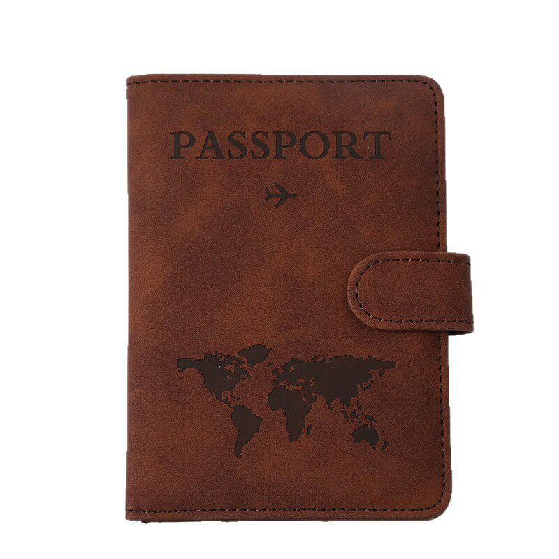 Ready-Made Pu Magnetic Buckle Rfid Passport Holder with Printable Pattern, Multifunctional Waterproof Anti-Theft Anti-Magnetic Ticket Holder Card Case